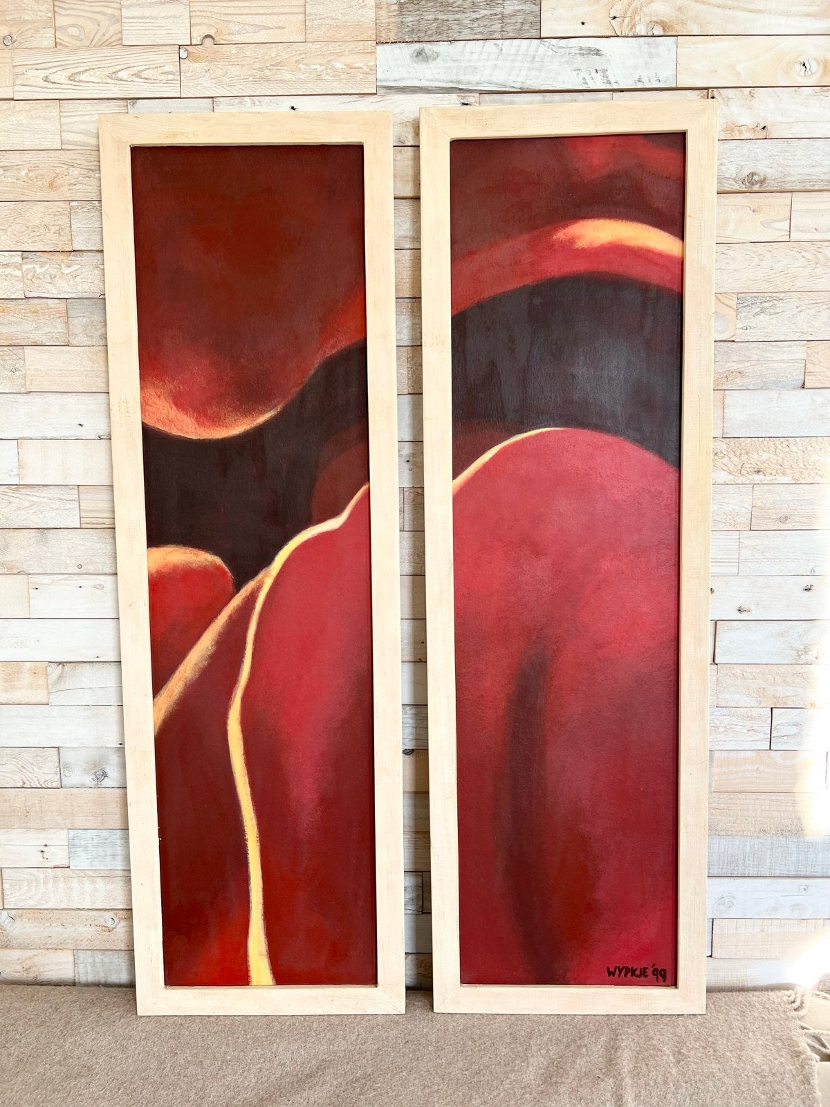 Tweeluik schilderij: Acryl op karton met houten lijst, Ophalen