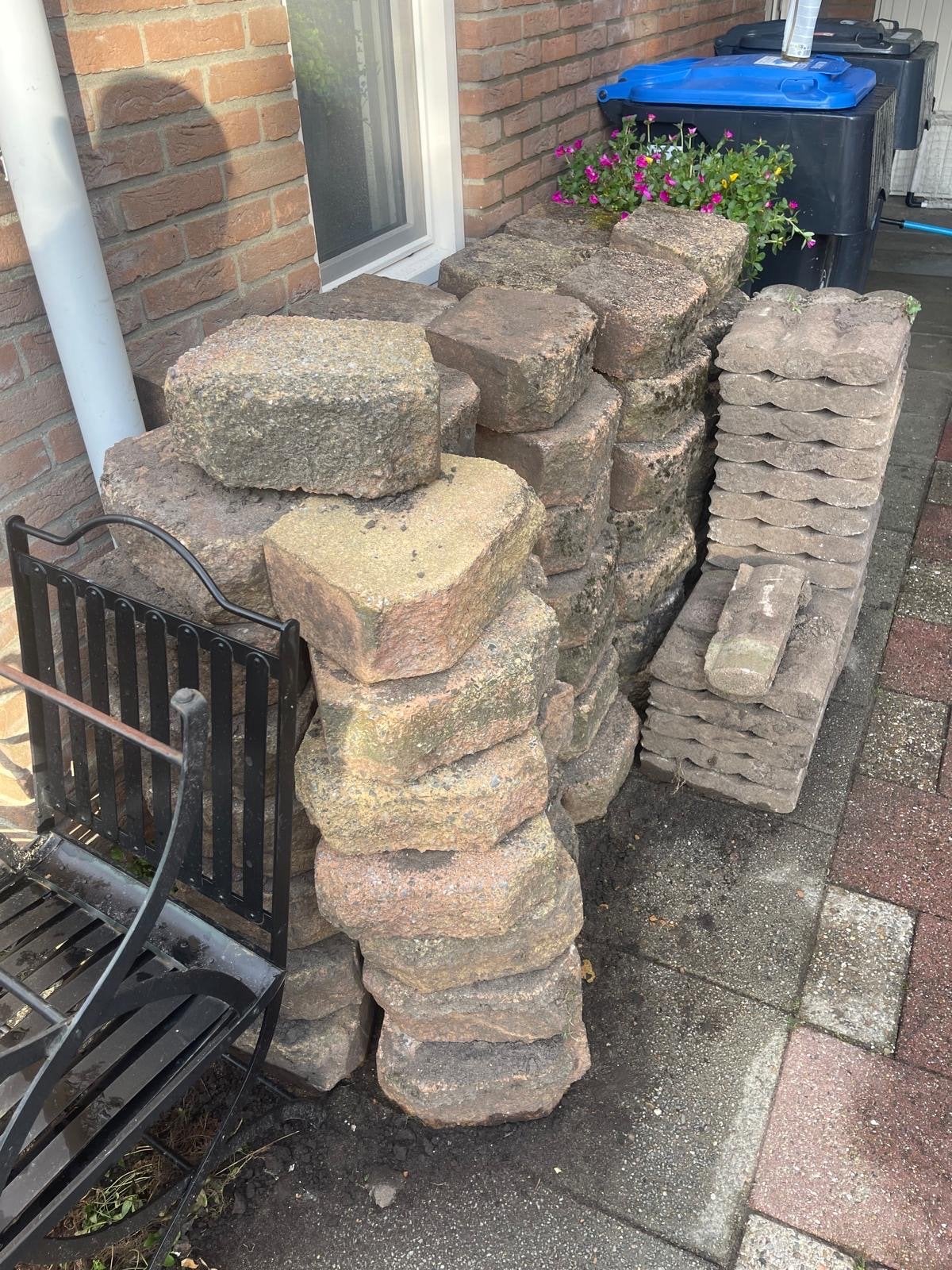 Stapelblokken en bandjes voor bloembakken en borders, Ophalen, Gebruikt, Beton, Blok