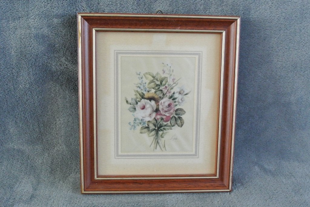 Zijde schilderij bloemen Vintage, Ophalen of Verzenden, Minder dan 50 cm, Schilderij