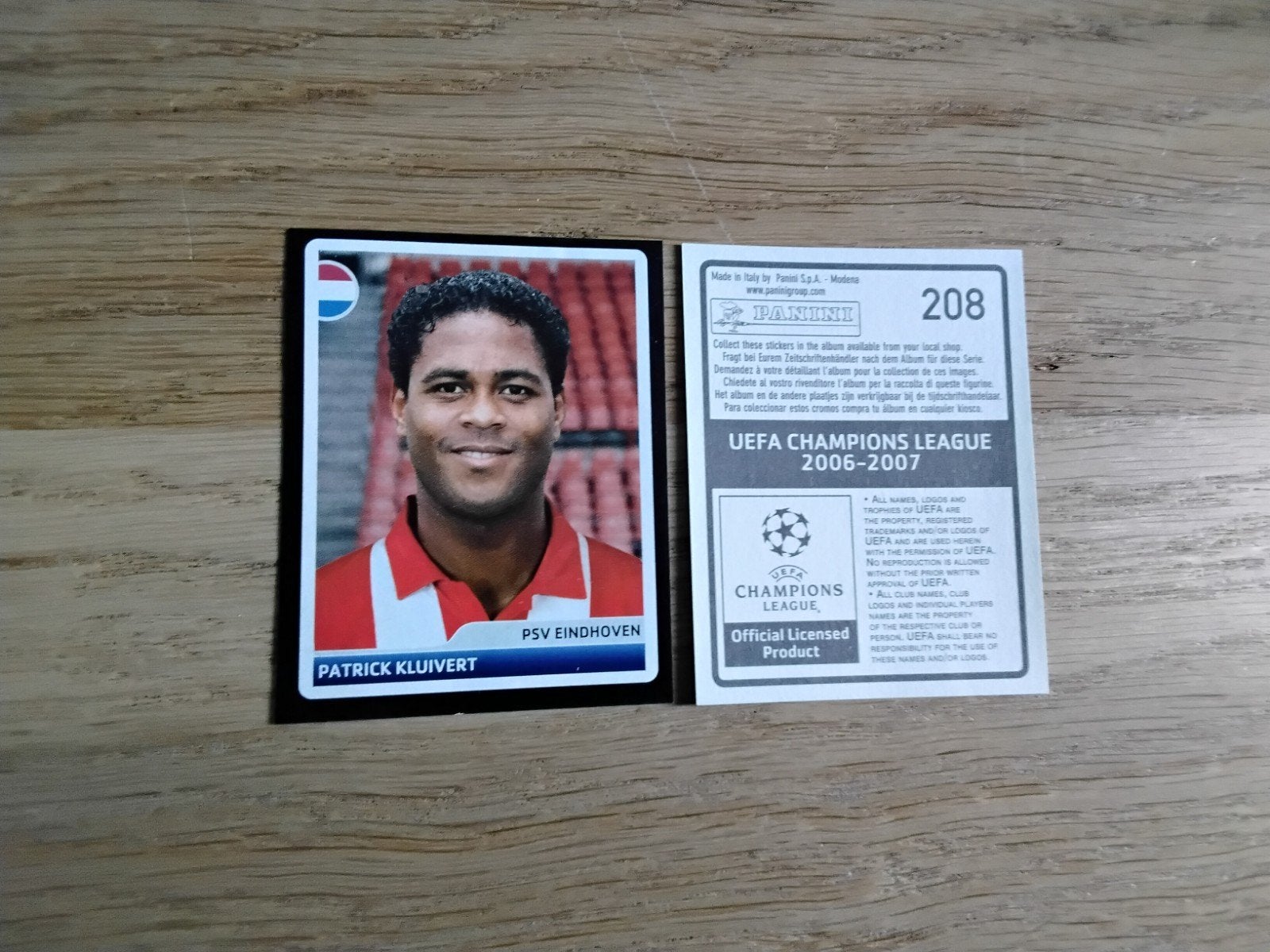 Panini UEFA Champions League 2006-2007 Patrick Kluivert, Ophalen of Verzenden, Zo goed als nieuw, PSV, Poster, Plaatje of Sticker