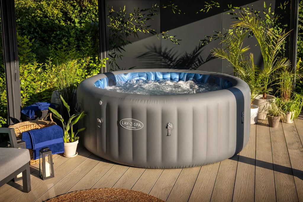 Lay-Z-Spa Santorini bubbelbad voor 7 personen, Ophalen, Gebruikt, Filter, Opblaasbaar