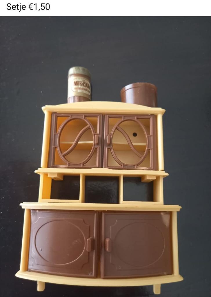 Retro vintage kastje met koffie en bakje., Ophalen of Verzenden, Zo goed als nieuw, Poppenhuis