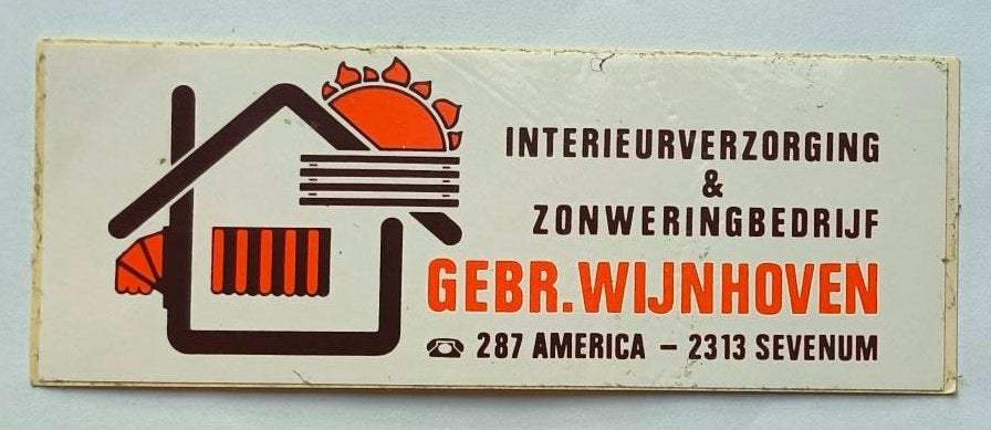 Sticker Gebr. Wijnhoven Sevenum. interieurverz.& zonwering, Ophalen of Verzenden, Zo goed als nieuw, Bedrijf of Vereniging