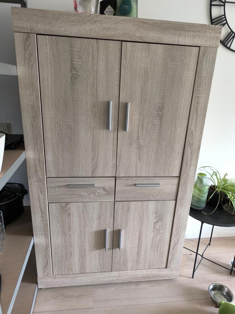 Houten woonkamerkast met deuren en lades, Ophalen, Gebruikt