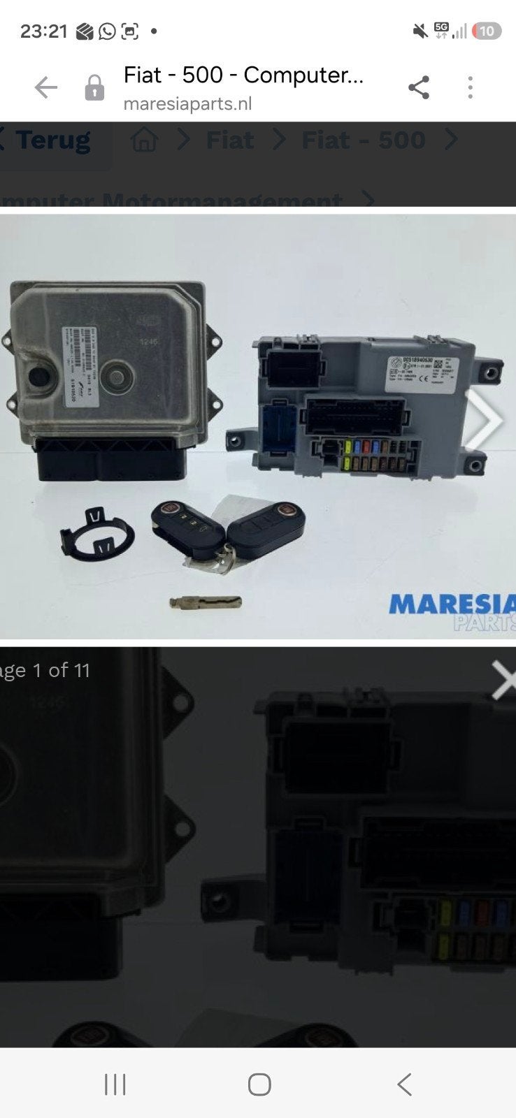 Fiat 500 Computer ECU met transponderring,bcm en 2 sleutels, Ophalen of Verzenden, Fiat