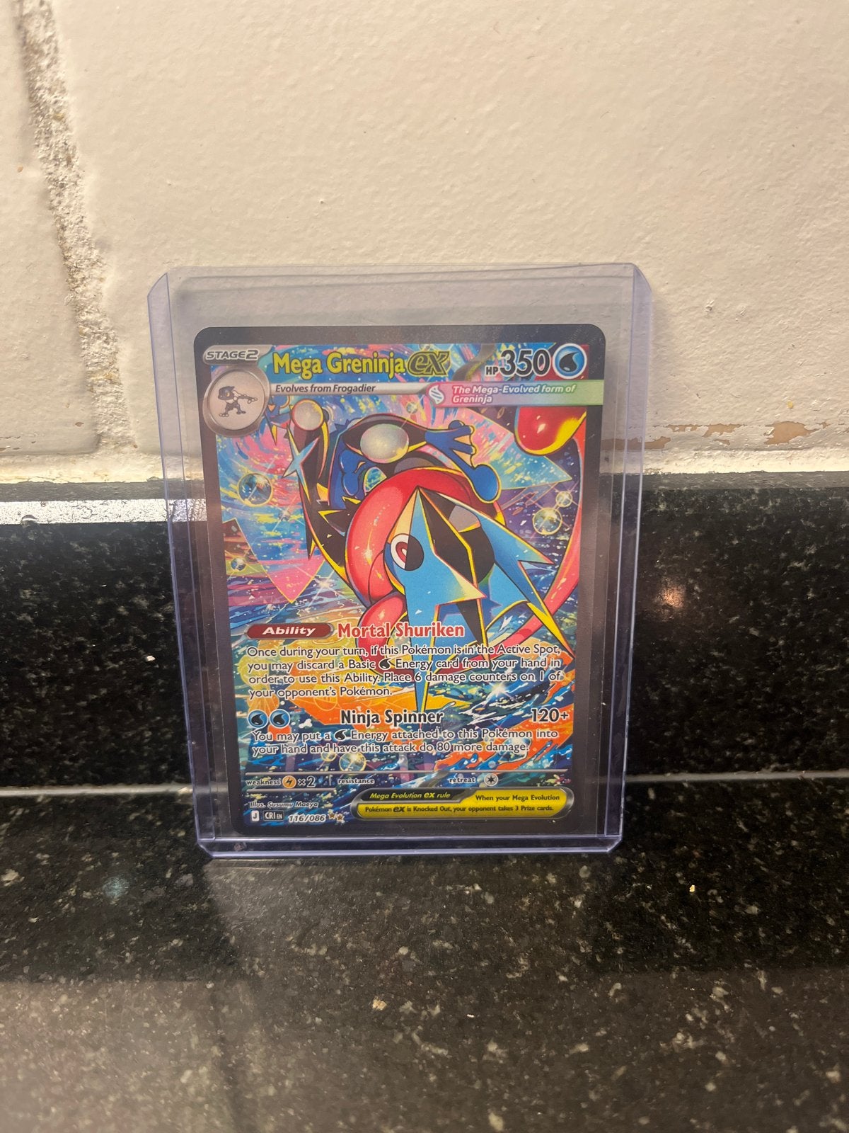 Mega Greninja EX Pokémon Kaart - Near Mint, Ophalen of Verzenden, Zo goed als nieuw, Losse kaart