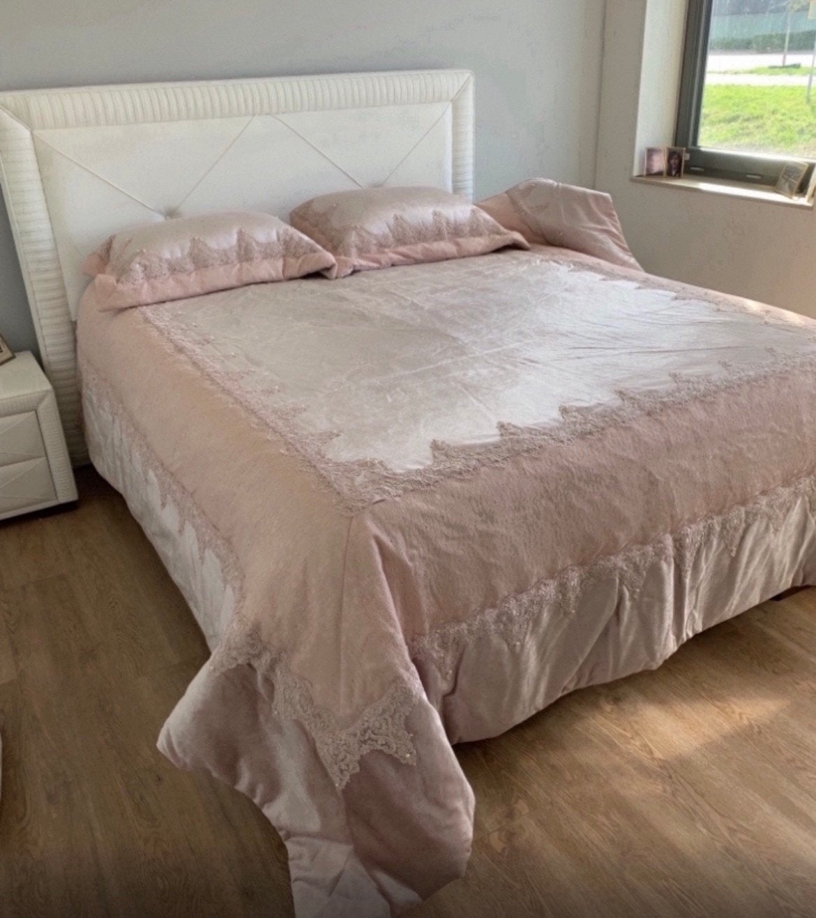 Roze grote sprei en 2 kussen. 270 cm x 260 cm., Ophalen, Overige typen, Tweepersoons, Zo goed als nieuw