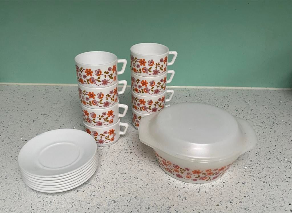 Vintage Arcopal Scania servies, jaren 70, Overige typen, Ophalen of Verzenden, Overige stijlen, Glas
