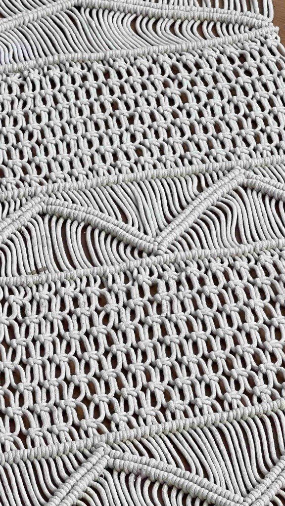Vintage macramé tafelloper 180/37 cm, Gebruikt, Etten-Leur, DJT@dejuistetoon.eu, Ophalen of Verzenden