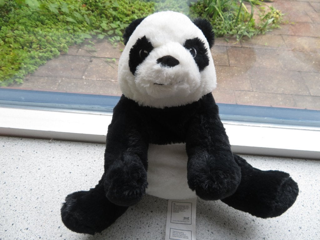 Pandabeer panda van IKEA Kramig zwart geborduurde ogen, Beer, Zwart, Ophalen of Verzenden, Zo goed als nieuw