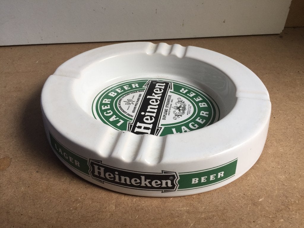 Grote Vintage Keramieke Heineken Bier Asbak jaren 80, Ophalen of Verzenden, Zo goed als nieuw, Asbak