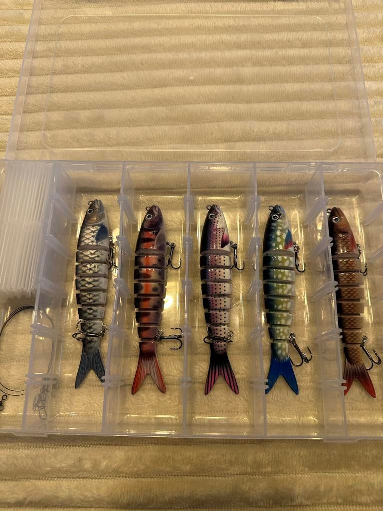 Nieuwe set kunstaas (5 stuks) met stalen onderlijnen, Ophalen of Verzenden, Nieuw, Complete set