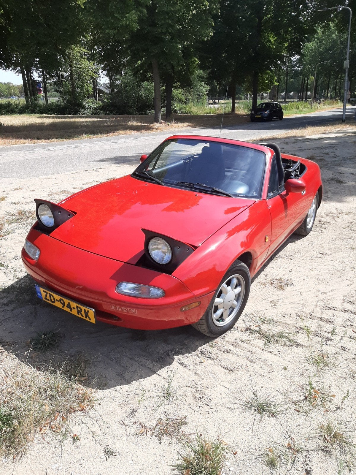 Uniek mooie originele Mazda MX-5 1.6 U9 1991 Rood, Auto's, Achterwielaandrijving, 4 cilinders, Cabriolet, Origineel Nederlands