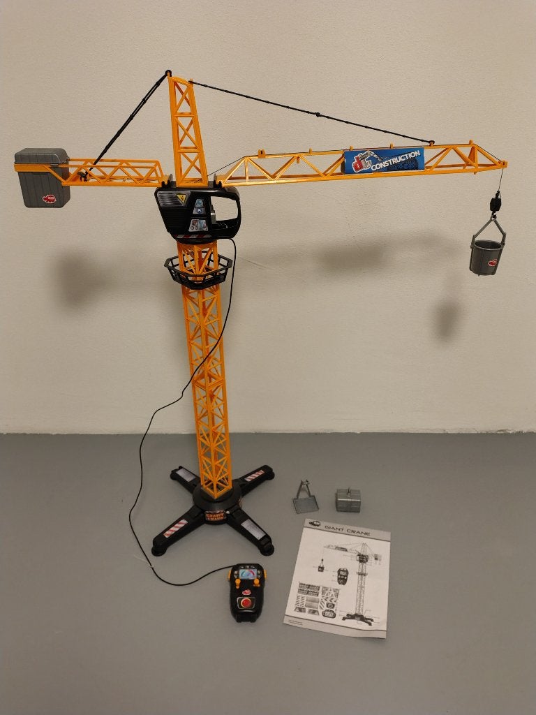 Dickie Toys - Giant Constructie Hijskraan/Crane 100 cm, Ophalen, Zo goed als nieuw, Afstandsbediening