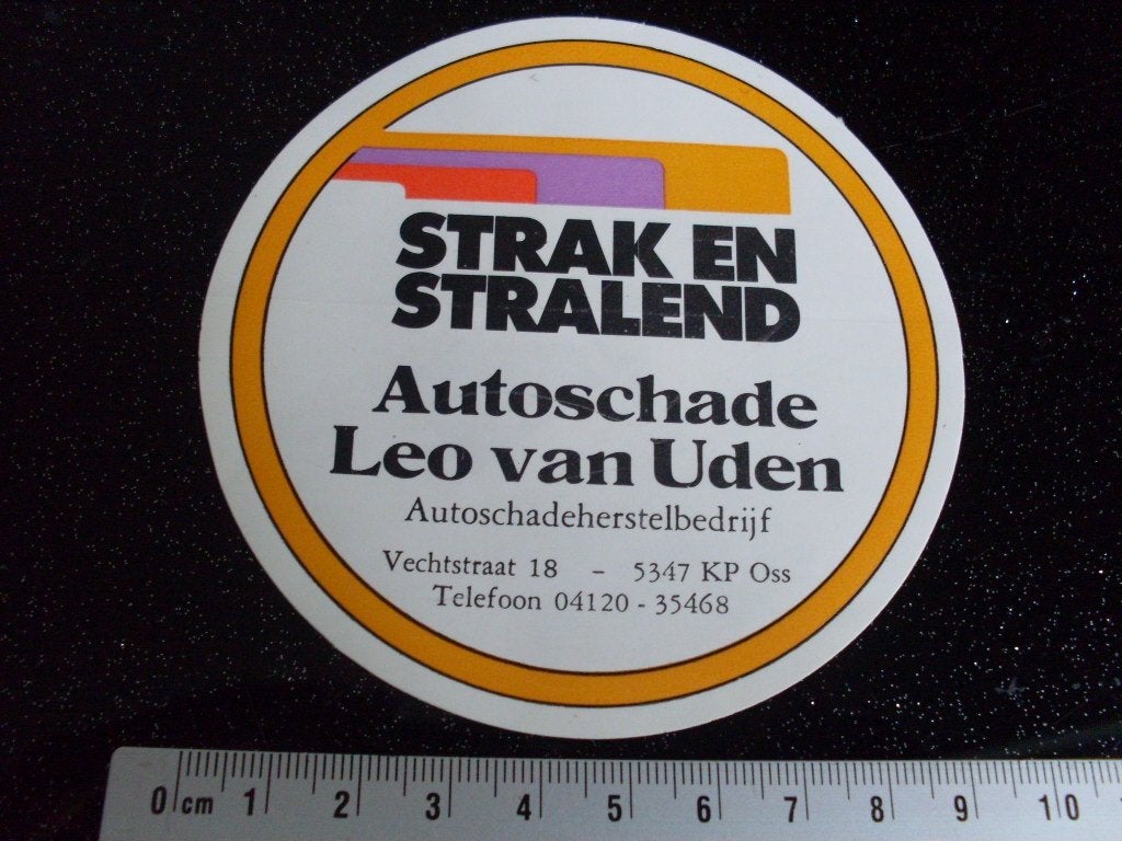 sticker autoschade Leo van Uden oss autoschadeherstelbedrijf, Verzenden, Zo goed als nieuw, Bedrijf of Vereniging