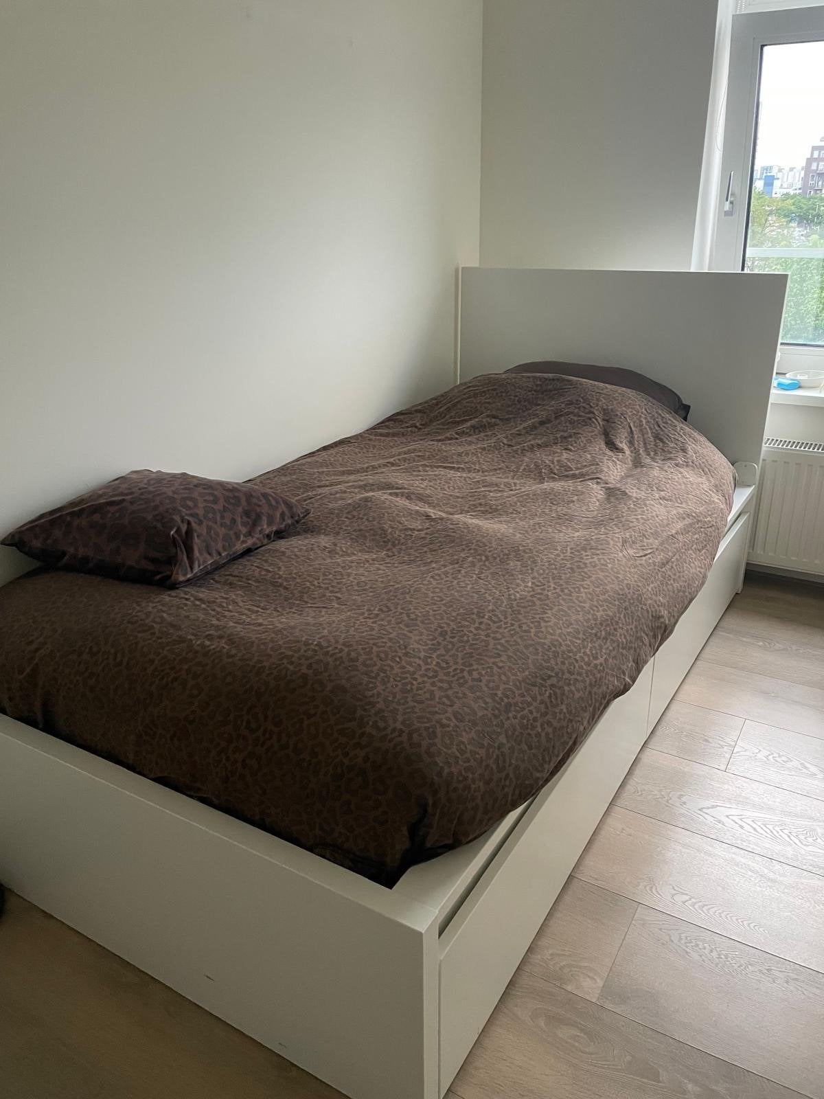 IKEA MALM bed | Wit 90x200cm | 2 bedlades, incl. lattenbodem, Ophalen, 90 cm, Eenpersoons, Wit
