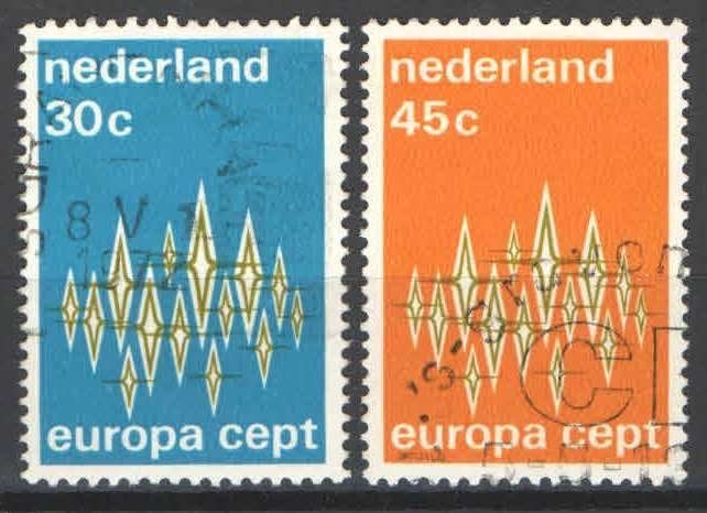 Nederland NVPH nr 1007/8 gestempeld Europazegels 1972, Ophalen of Verzenden, Na 1940, Gestempeld