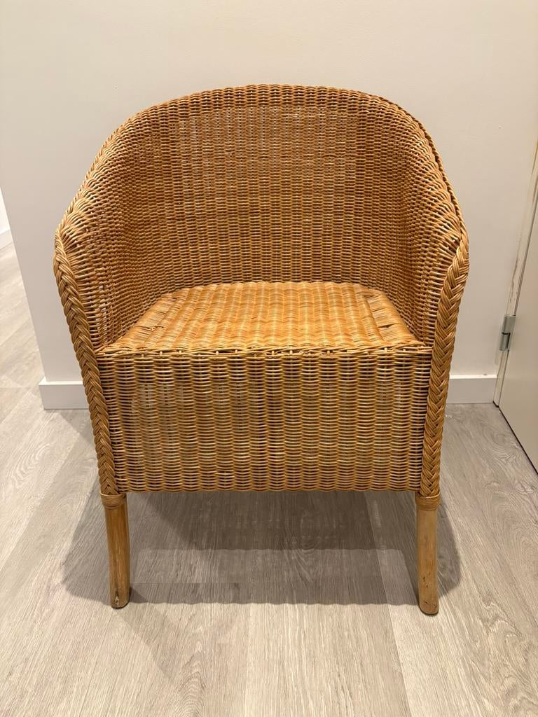 Rieten stoel netjes, Ophalen, Gebruikt, Bruin, Riet of Rotan