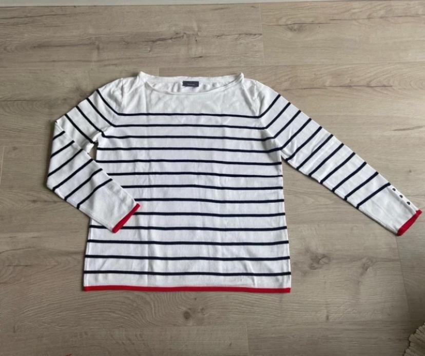 Gestreepte trui, Ophalen of Verzenden, Zo goed als nieuw, Maat 42/44 (L), Wit
