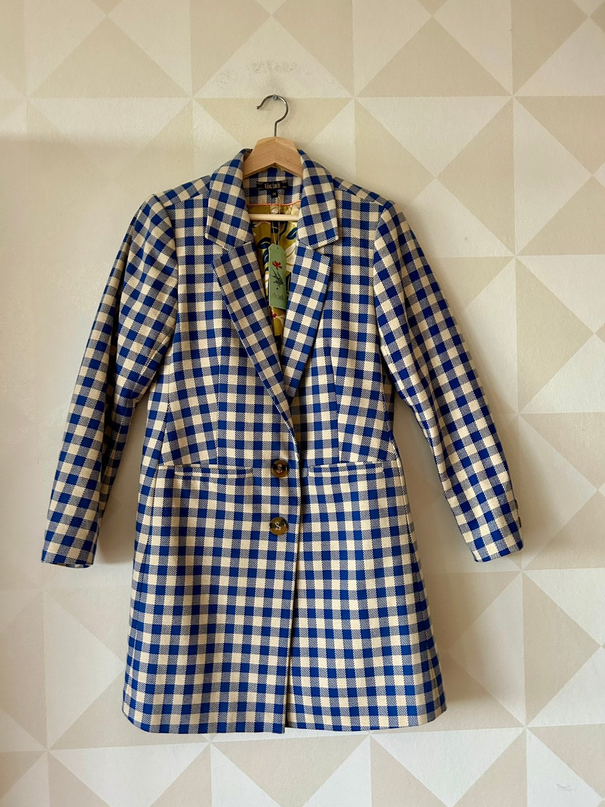 King Louie Lotte Coat jas blauw wit M/38 NIEUW 78, Ophalen of Verzenden, Nieuw, Maat 38/40 (M), Blauw