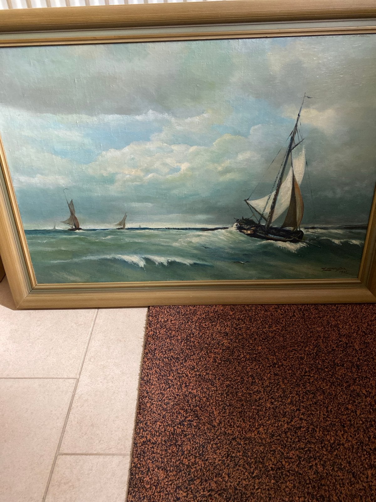 Maritiem schilderij van Zinsmeester (1952) - Zeilboten op ze, Maritiem / water, Gedateerd, Doek, Realistisch