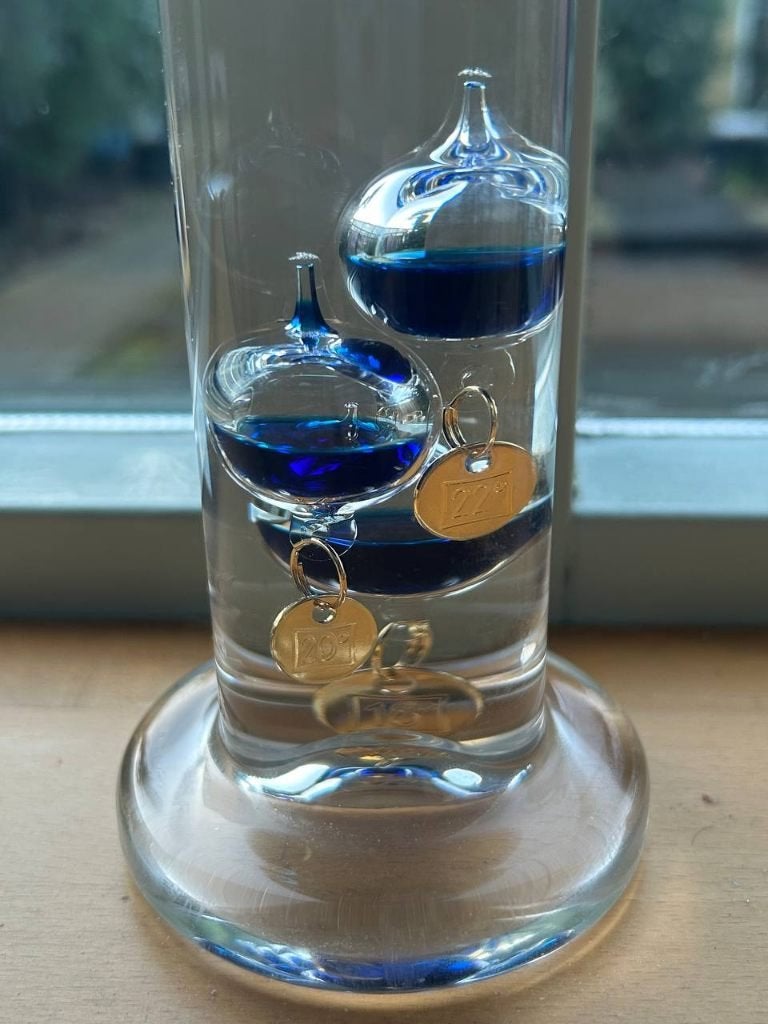 Galileo thermometer blauw, Huis en Inrichting, Ophalen, Gebruikt, Glas, Overige merken
