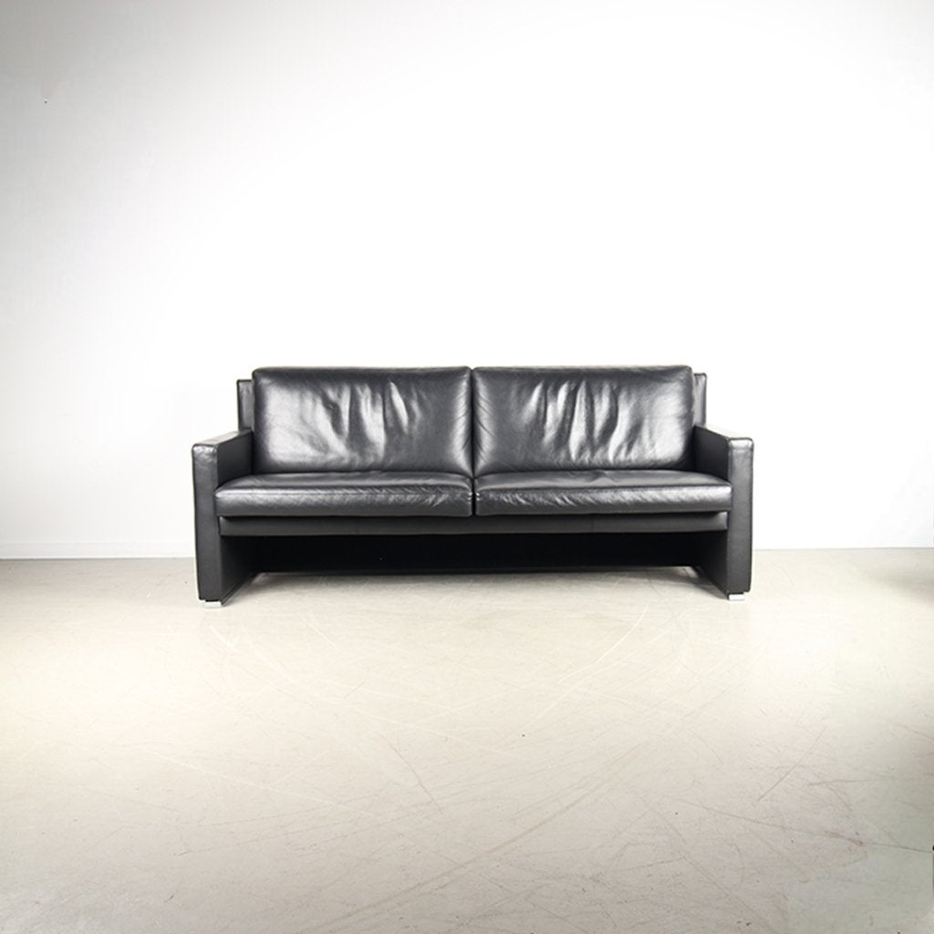 1x Leolux Timandra Bank 3-zits/198cm Leder – Zwart, Niet ingevuld, 150 tot 200 cm, Niet ingevuld, Driepersoons