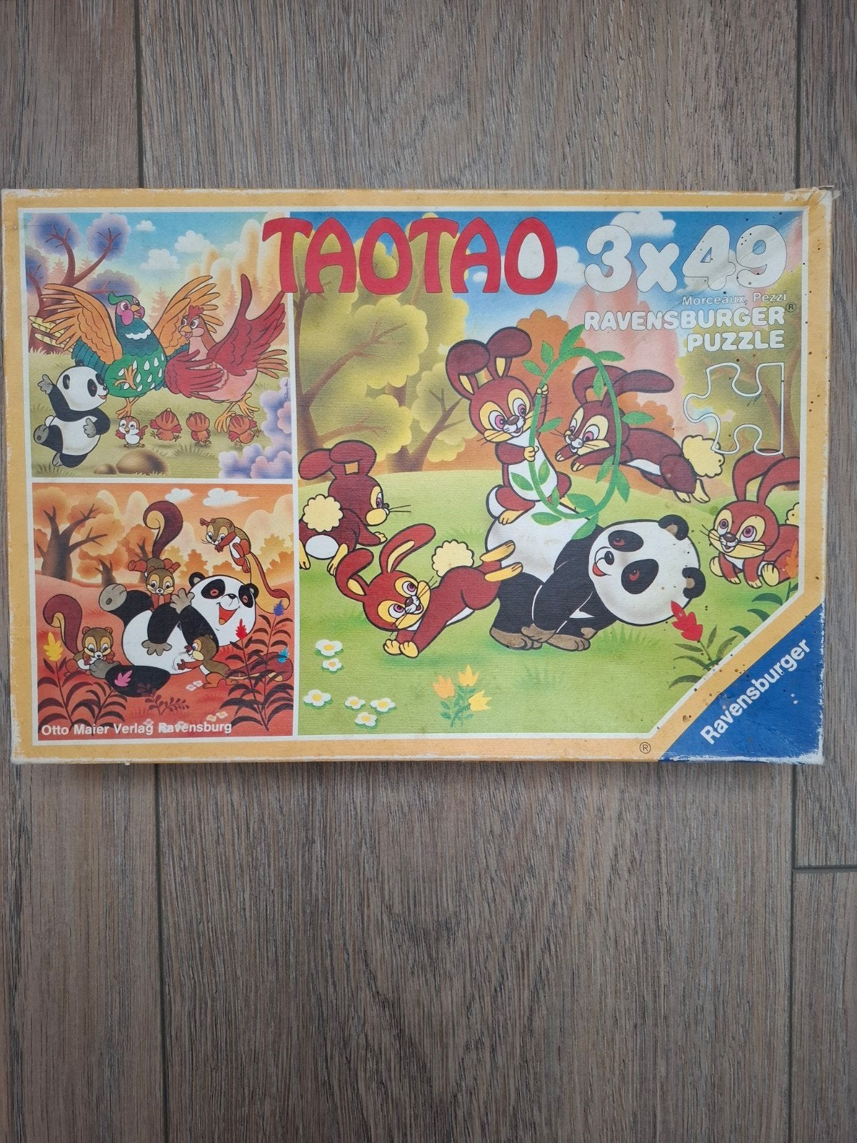 Retro Taotao puzzel 3x 49 stukjes, Ophalen of Verzenden, 10 tot 50 stukjes, Gebruikt, 4 tot 6 jaar