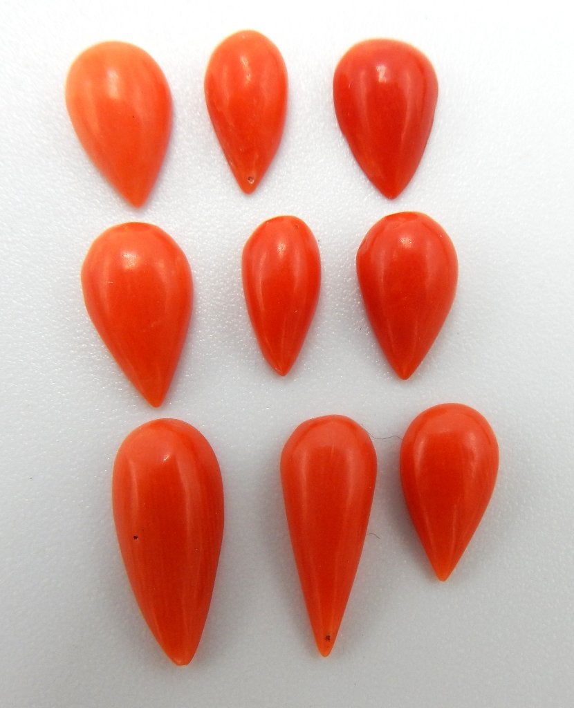 9 antieke cabochons van bloedkoraal NIEUW, Ophalen of Verzenden, Overige materialen, Overige typen, Met edelsteen