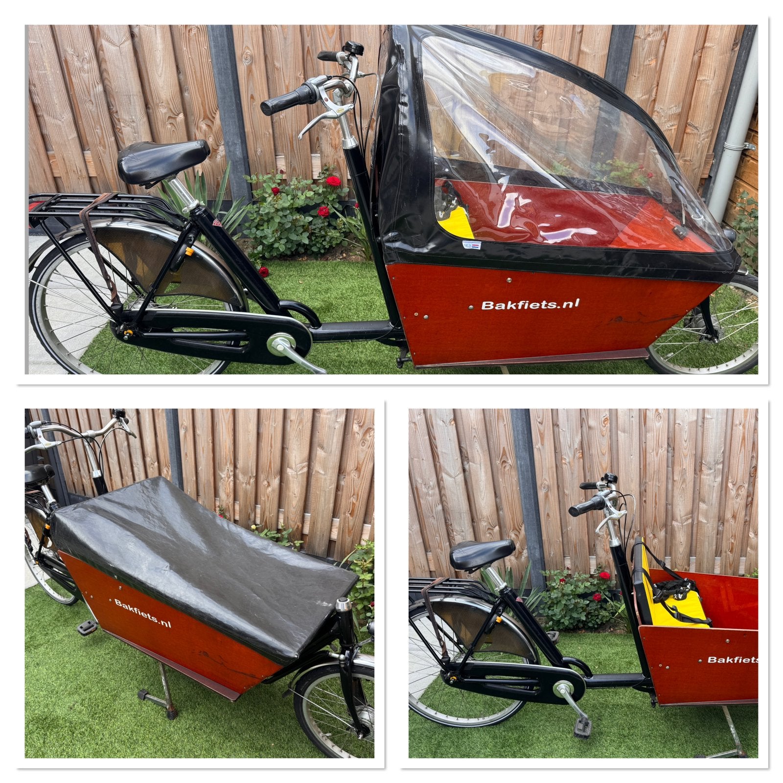 bakfiets nl cargo bike long met huif en afdekzeil, Gebruikt, Huif, 3 kinderen, Ophalen