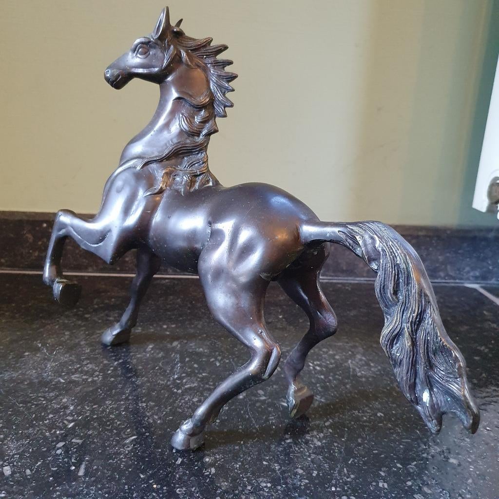 Bronzen beeld van een paard hengst brons, Verzamelen, Ophalen of Verzenden, Paard, Beeldje of Figuurtje