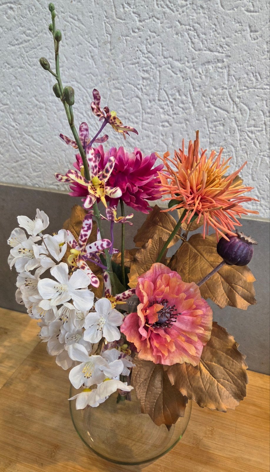 ZGN Silk-ka boeketje bloemstukje met kunstbloemen, Huis en Inrichting, Woonaccessoires | Kunstplanten en Kunstbloemen, Zo goed als nieuw