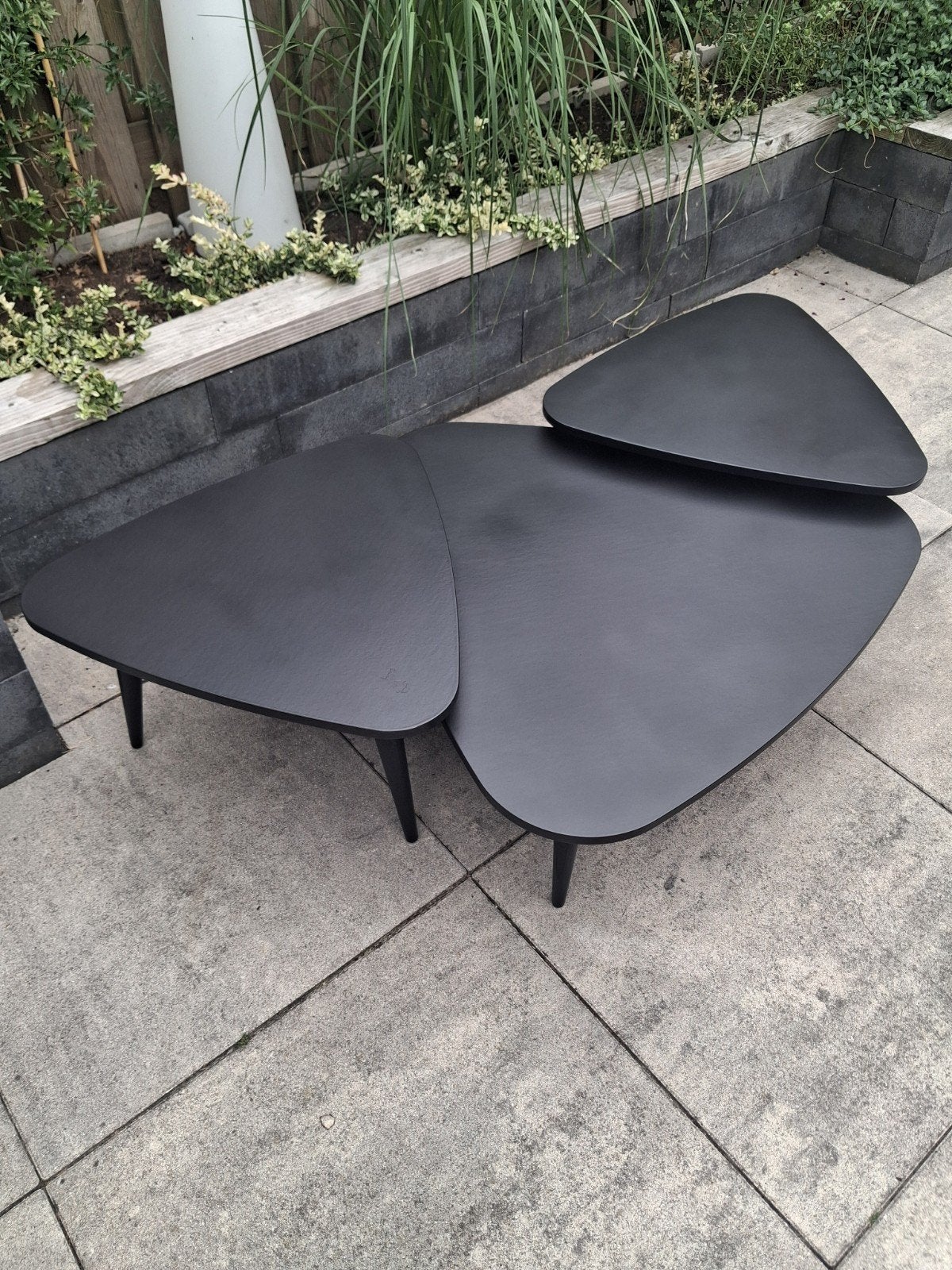 3 zwarte salontafels van WOOOD., Ophalen, Rond, 50 tot 100 cm, 50 tot 100 cm