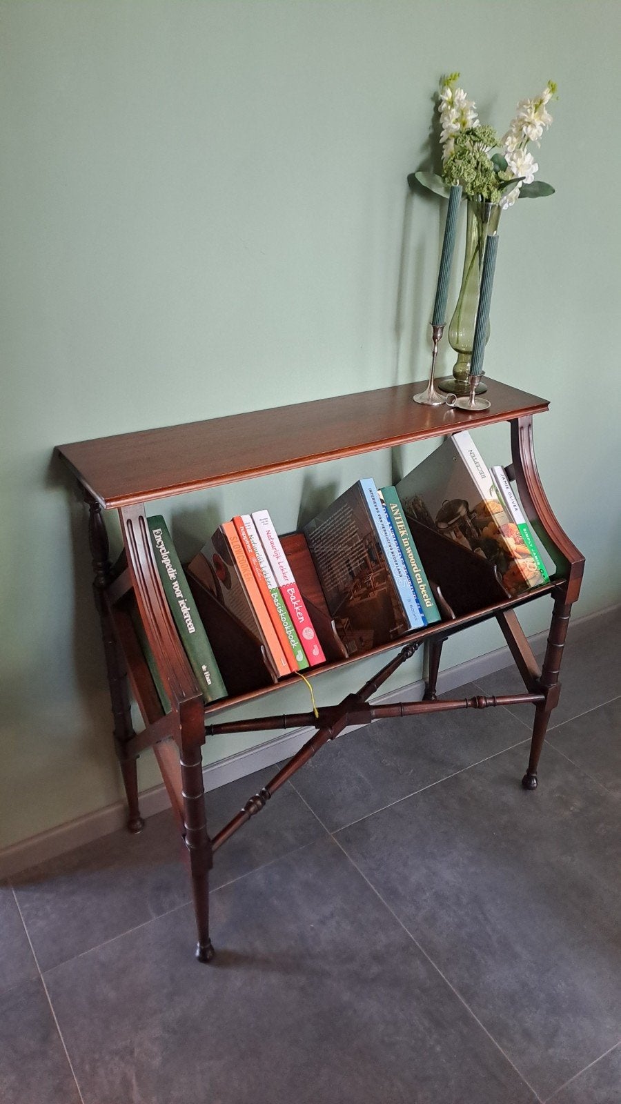 Massief mahonie boeken console, Ophalen