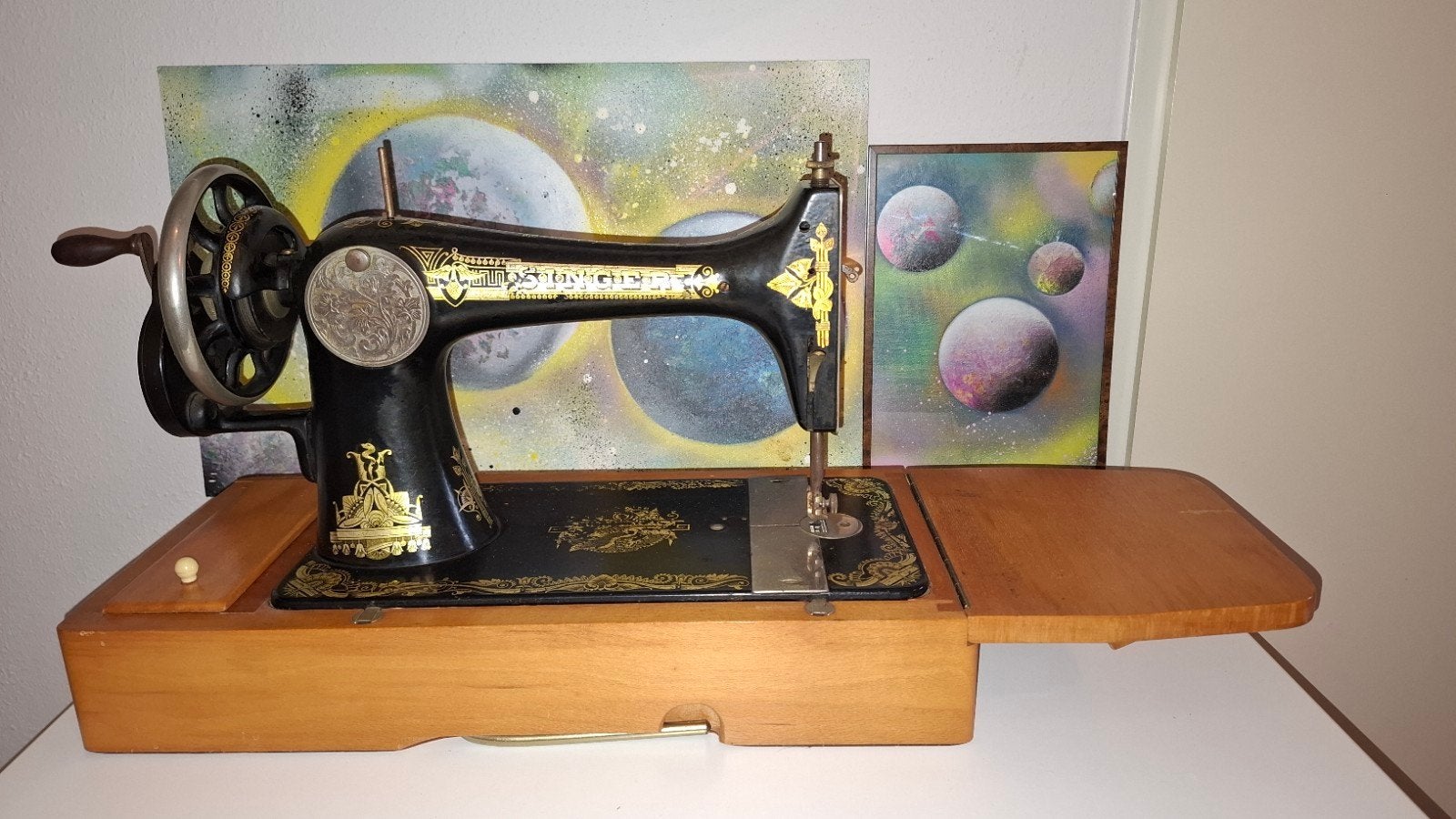 Vintage Singer Naaimachine 127K met Koffer - Handbediend, Ophalen