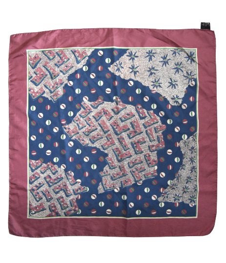 Vintage designer foulard, zijde shawl, paars-lila-blauw, Verzenden, Maat 46/48 (XL) of groter, Zo goed als nieuw, Sjaal