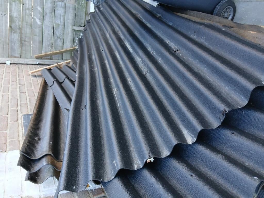 Golfplaten, Doe-het-zelf en Verbouw, Dakpannen en Dakbedekking, Gebruikt, Zwart, Ophalen of Verzenden, 15 m² of meer