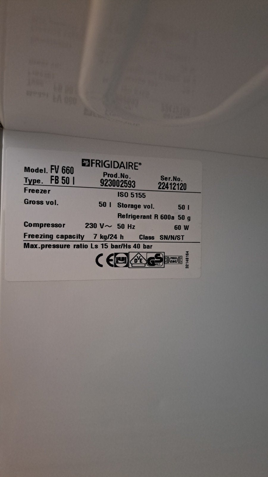 Frigidaire FV 660 Mini Koelkast/Vriezer - 50 Liter, Ophalen, Met vriesvak, Minder dan 45 cm, Minder dan 85 cm