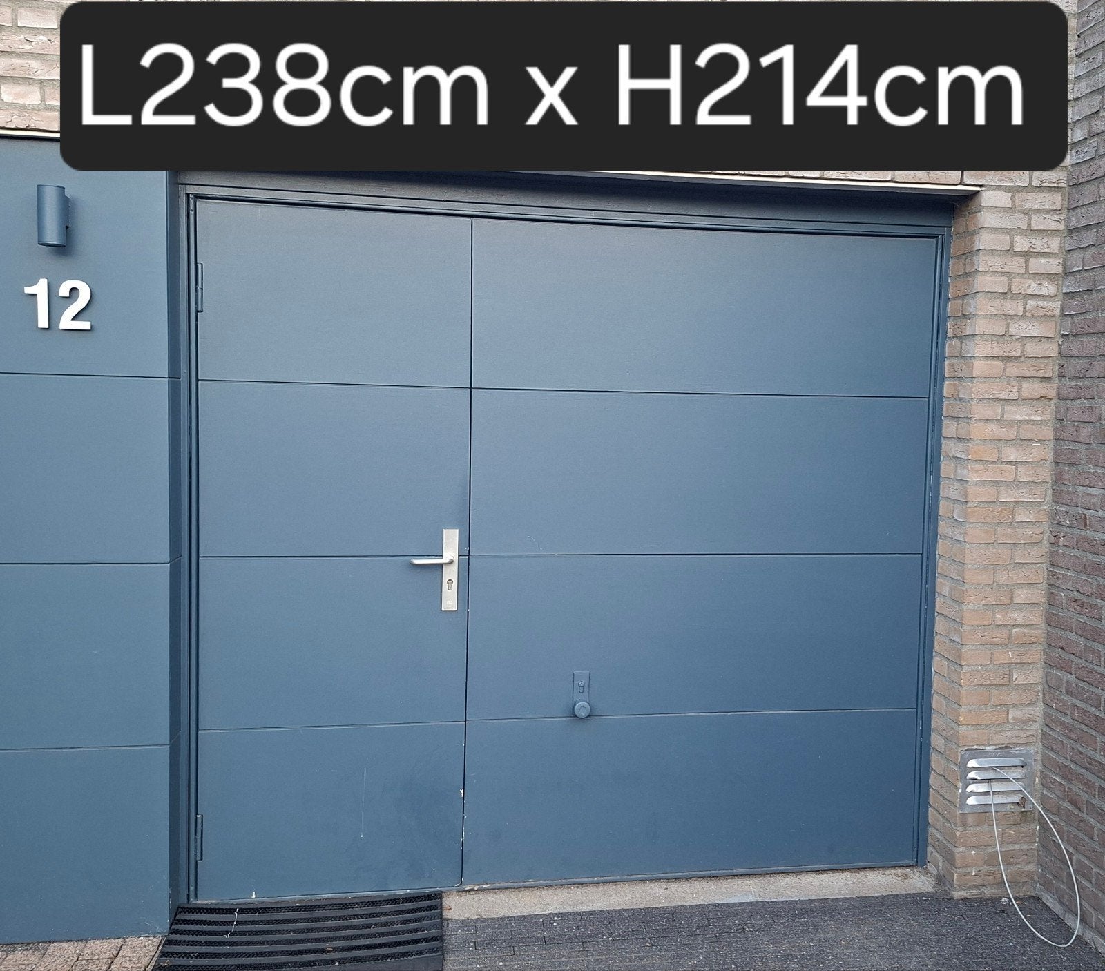 Garagedeur met loopdeur - L238cm x H214cm, Ophalen, Gebruikt, 120 cm of meer, Garagedeur