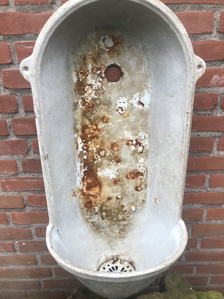 Grijze Gietijzeren Geemialleerde inbouwwasbakje, Ophalen