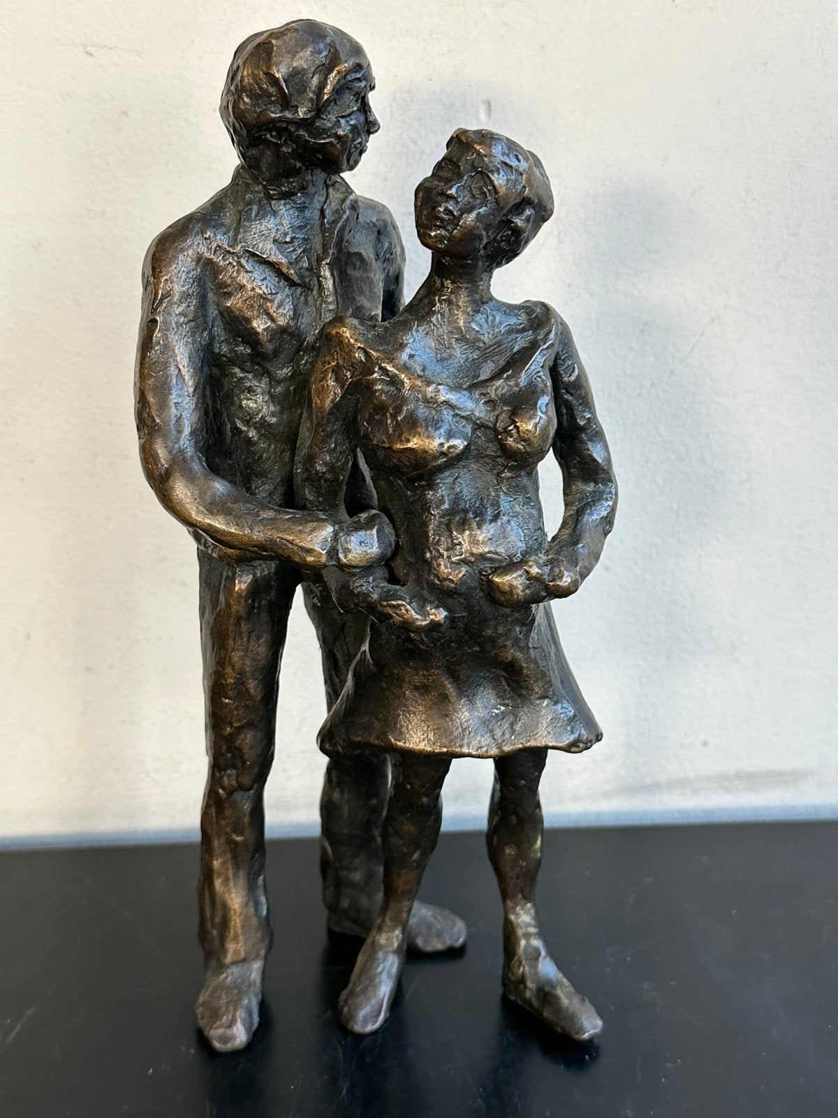 Brons beeld samen Zwanger 22.5 cm, Antiek en Kunst, Ophalen of Verzenden