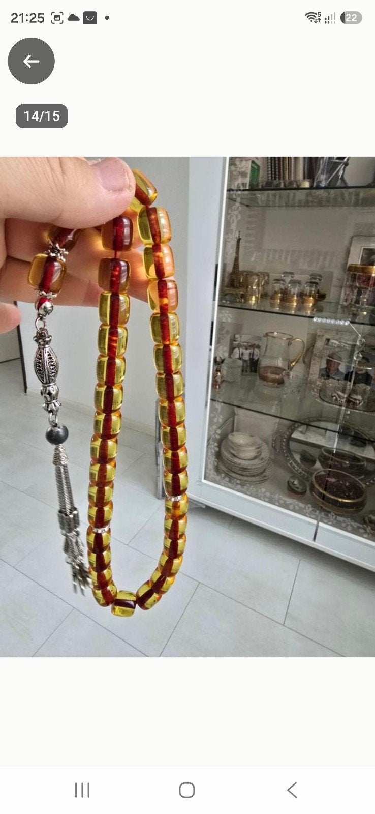Mooie Gebedskralen Tasbih met Amberkleurige Kralen, Ophalen of Verzenden, Zo goed als nieuw, Overige kleuren, Overige materialen