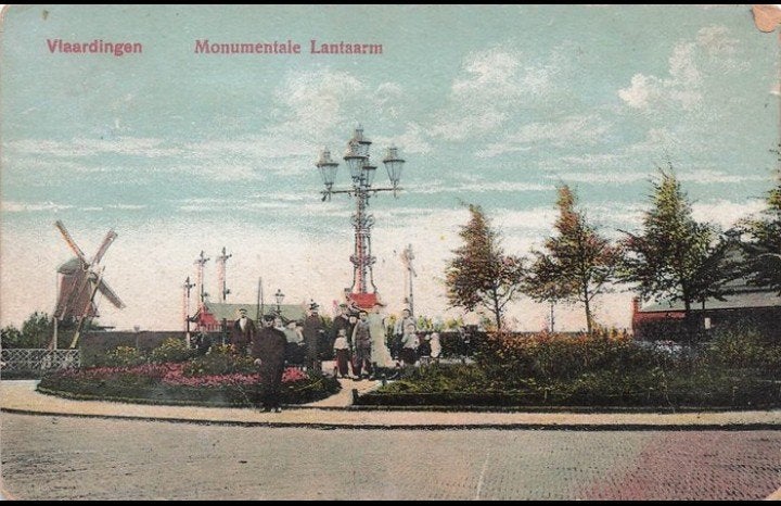 Vlaardingen Monumentale lantaarn + molen & spoorwegovergang, Verzamelen, Verzenden, Voor 1920, Gelopen, Zuid-Holland