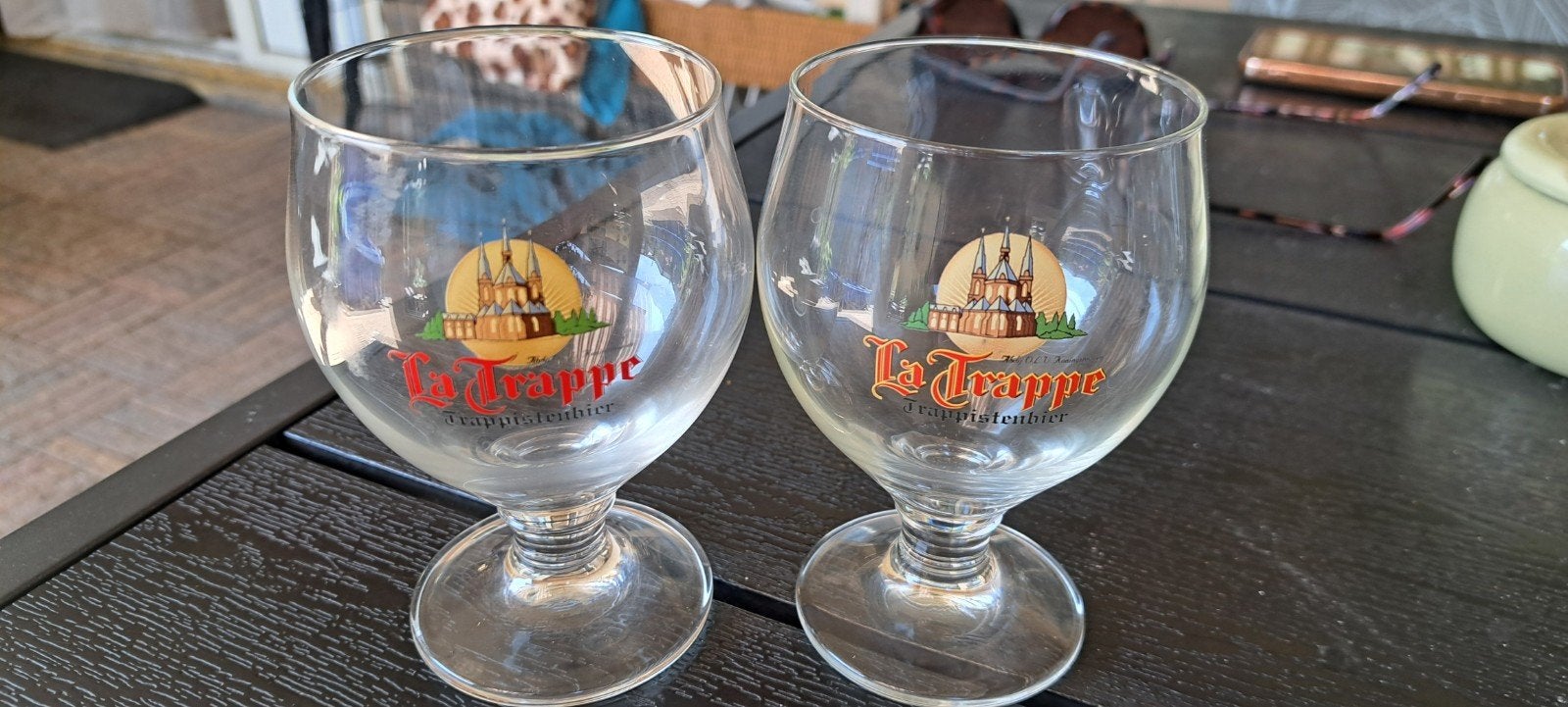2 La Trappe Paterke's bierglazen - Volle zon, Ophalen of Verzenden, Zo goed als nieuw