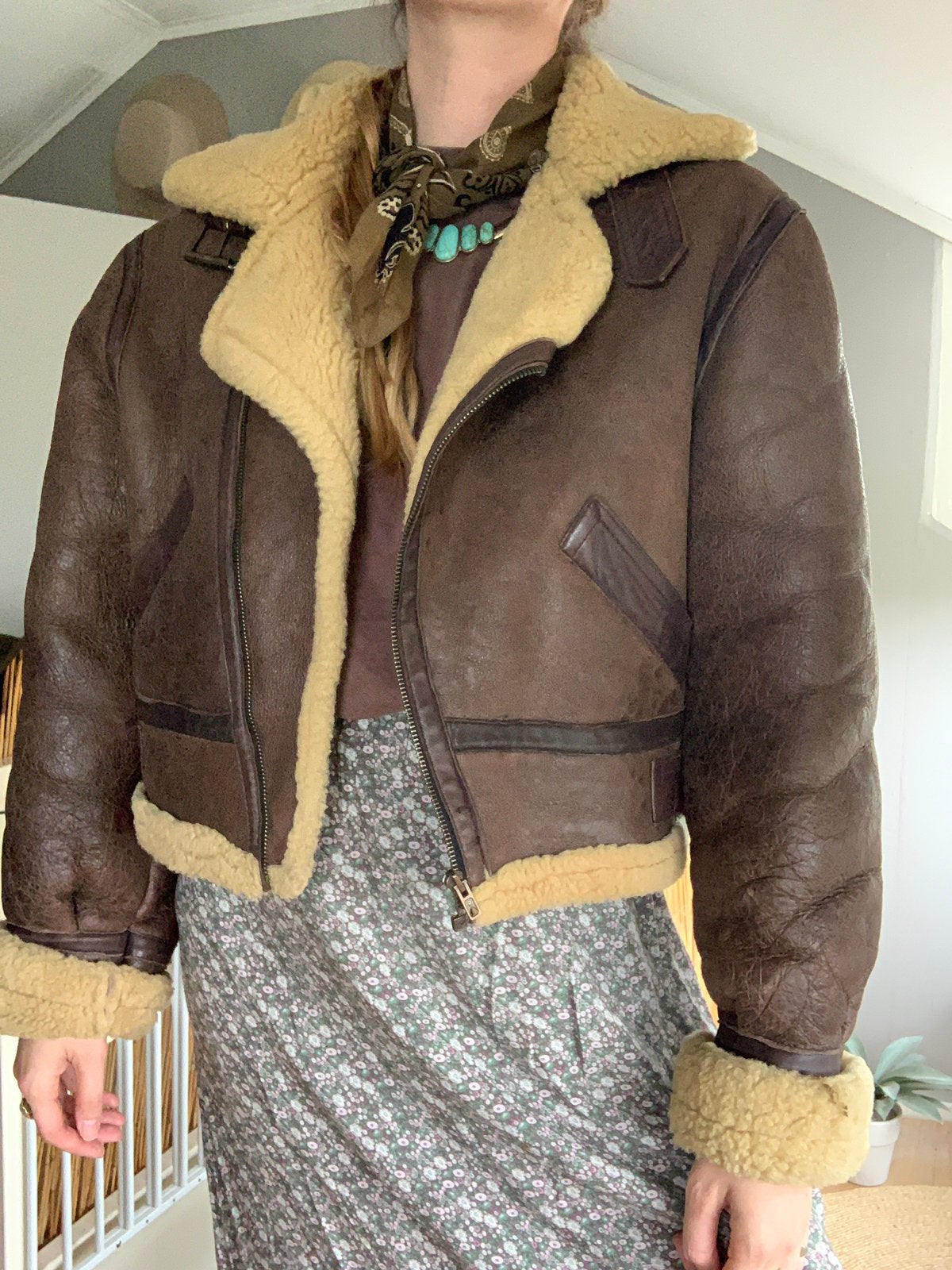 Vintage shearling aviator lammy coat M, Maat 38/40 (M), -, Ophalen of Verzenden, Zo goed als nieuw