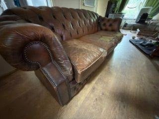 chesterfield bank gratis, Ophalen, Gebruikt, Tweepersoons, 75 tot 100 cm