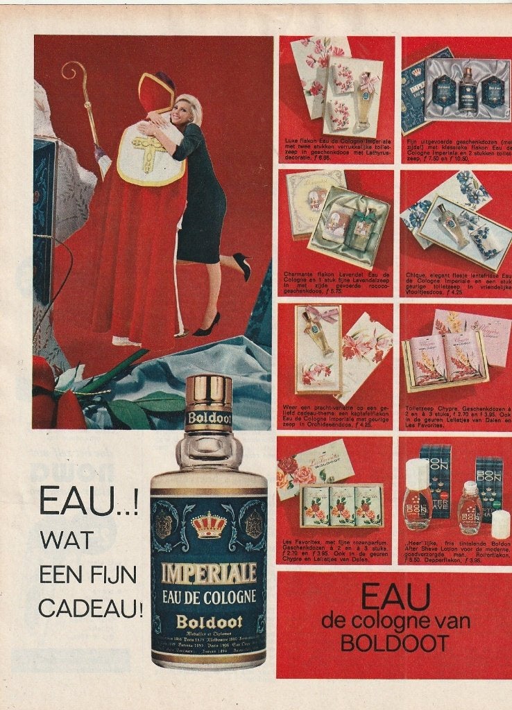 retro reclame 1966 Boldoot met Sinterklaas cadeau's, Verzenden, Overige typen