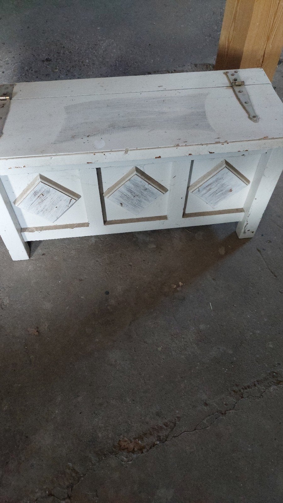 Oud klep  bankje opberg kist het met deksel, Ophalen, Gebruikt