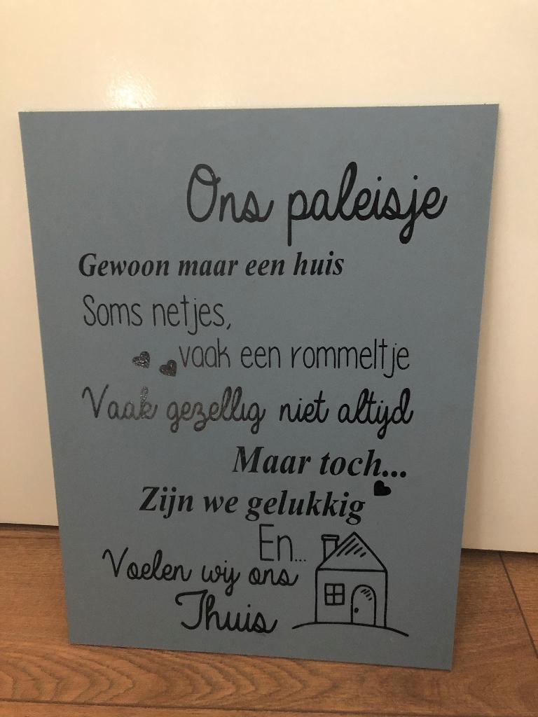 Leuk grijs tekstbord Woondecoratie Ons paleisje, Ophalen of Verzenden, Zo goed als nieuw