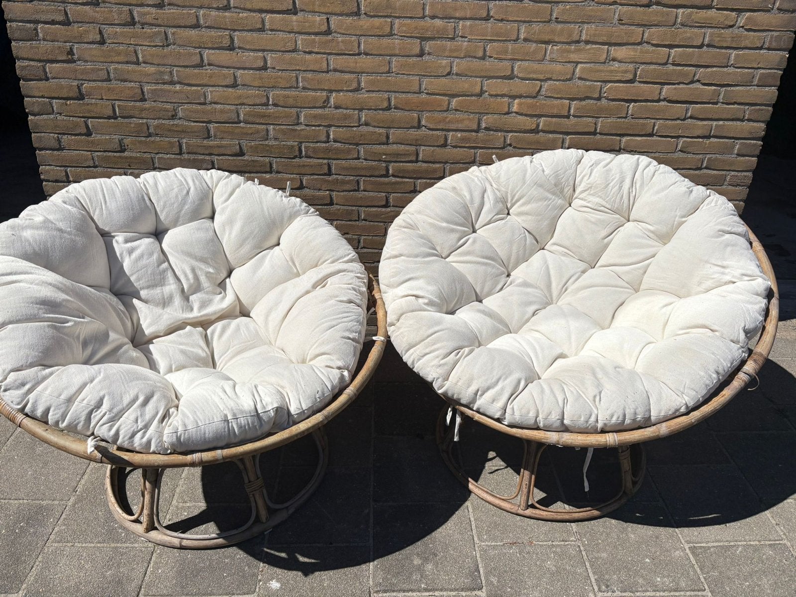 2x Papasan loungestoel met kussens - Zo goed als nieuw, Twee, Overige kleuren, Riet of Rotan, Ophalen of Verzenden
